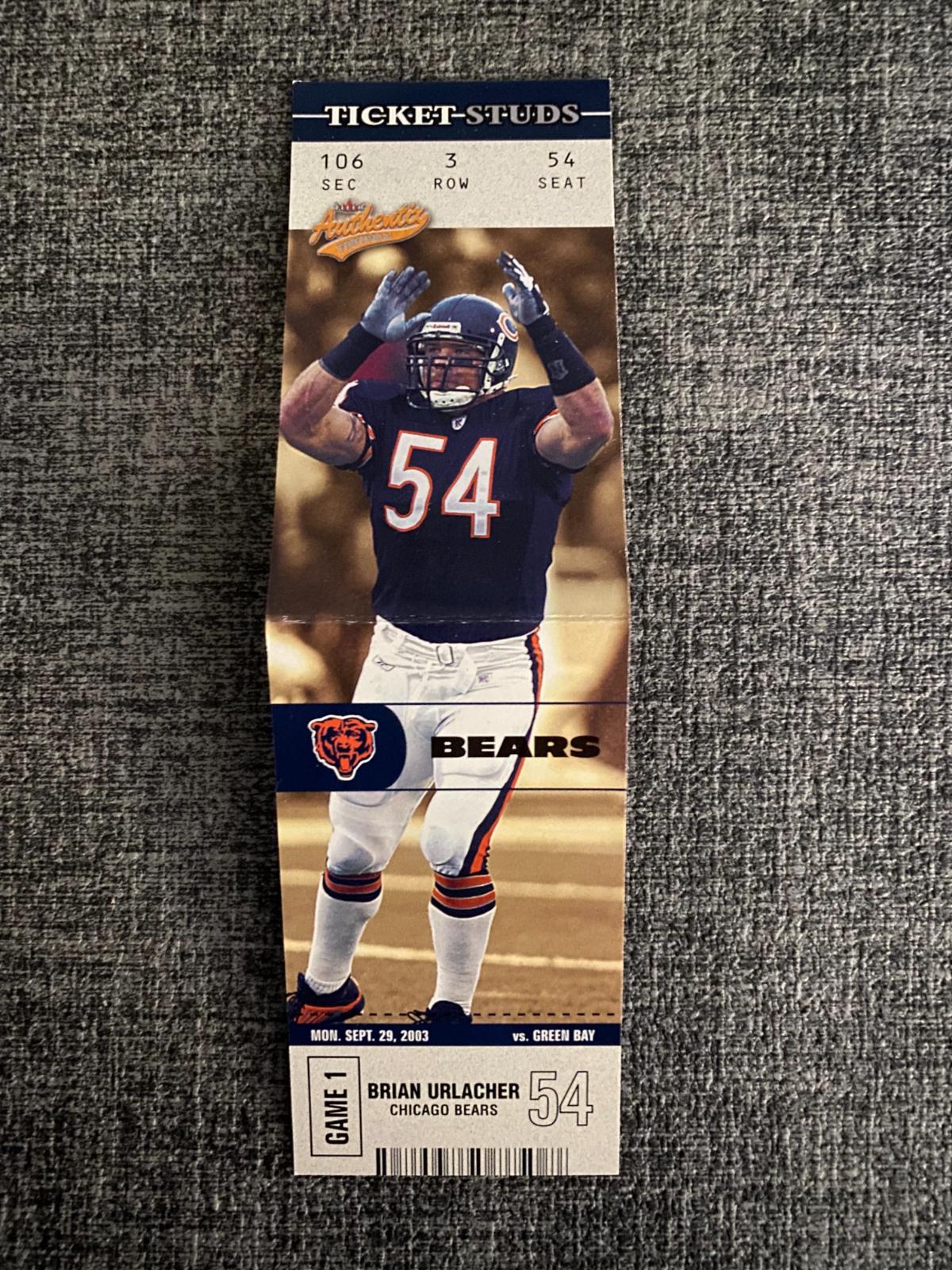 Brian Urlacher #13 Football Cards 2003 Fleer Authentix Ticket Studs
