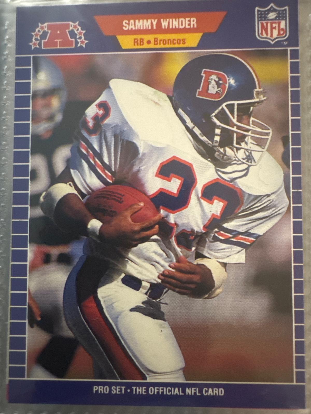 Sammy Winder #113 1989 Pro Set Gte Super Bowl Album Football