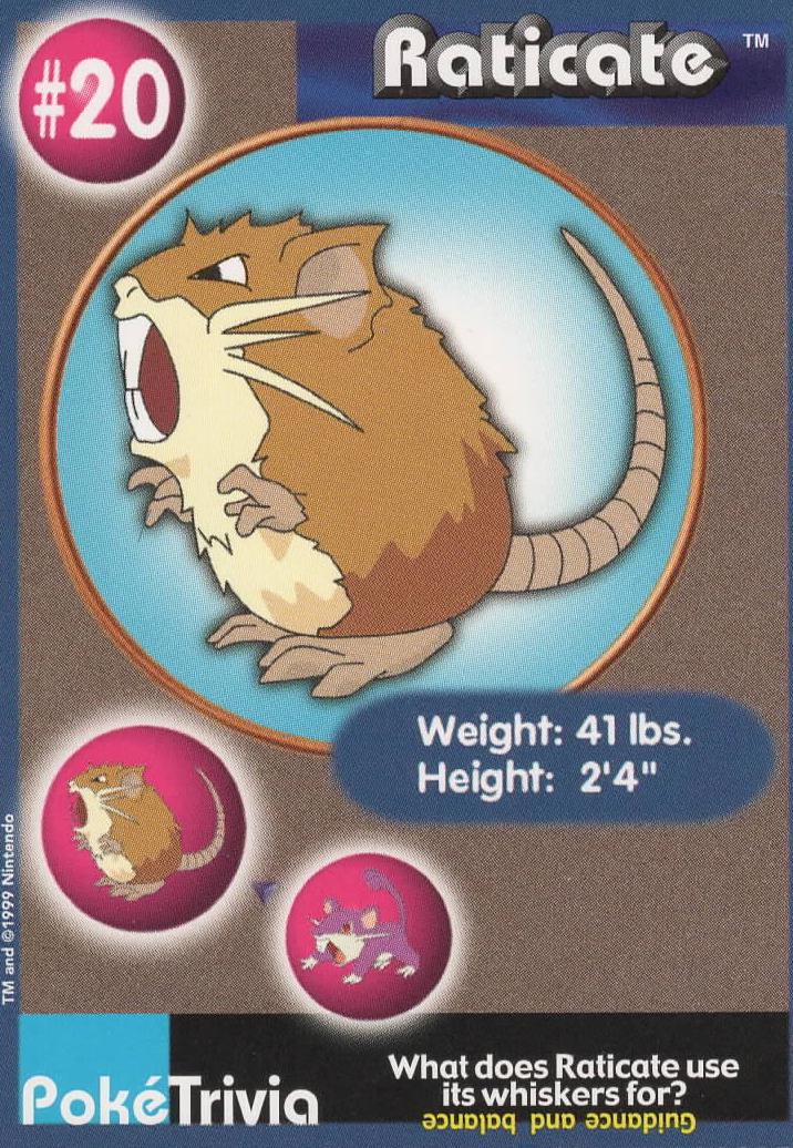Raticate #20 Pokemon Burger King