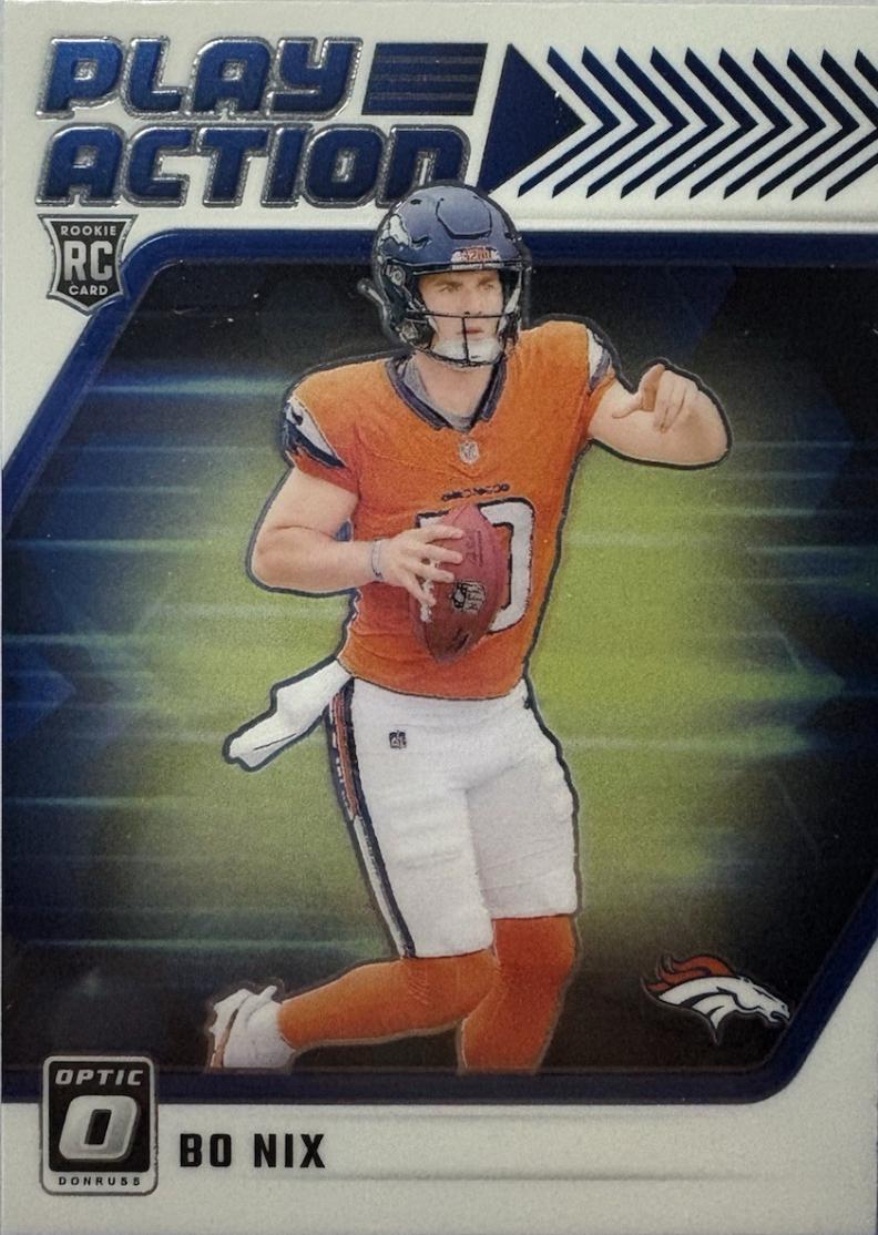 Bo Nix #6 Football Cards 2024 Panini Donruss Optic Play Action