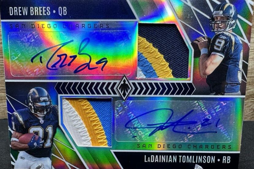 Drew Brees, LaDainian Tomlinson #DPA-DL Football Cards 2022 Panini Phoenix Dual Patch Autographs