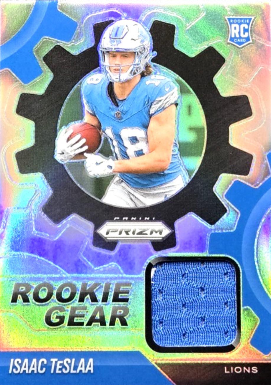 Isaac Tesla Rookie Card Isaac TeSlaa #RGR-ITA Prices | 2025 Panini Prizm Rookie Gear | Football ...