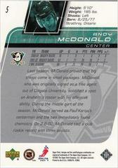 Back Of Card | Andy McDonald Hockey Cards 2002 Upper Deck