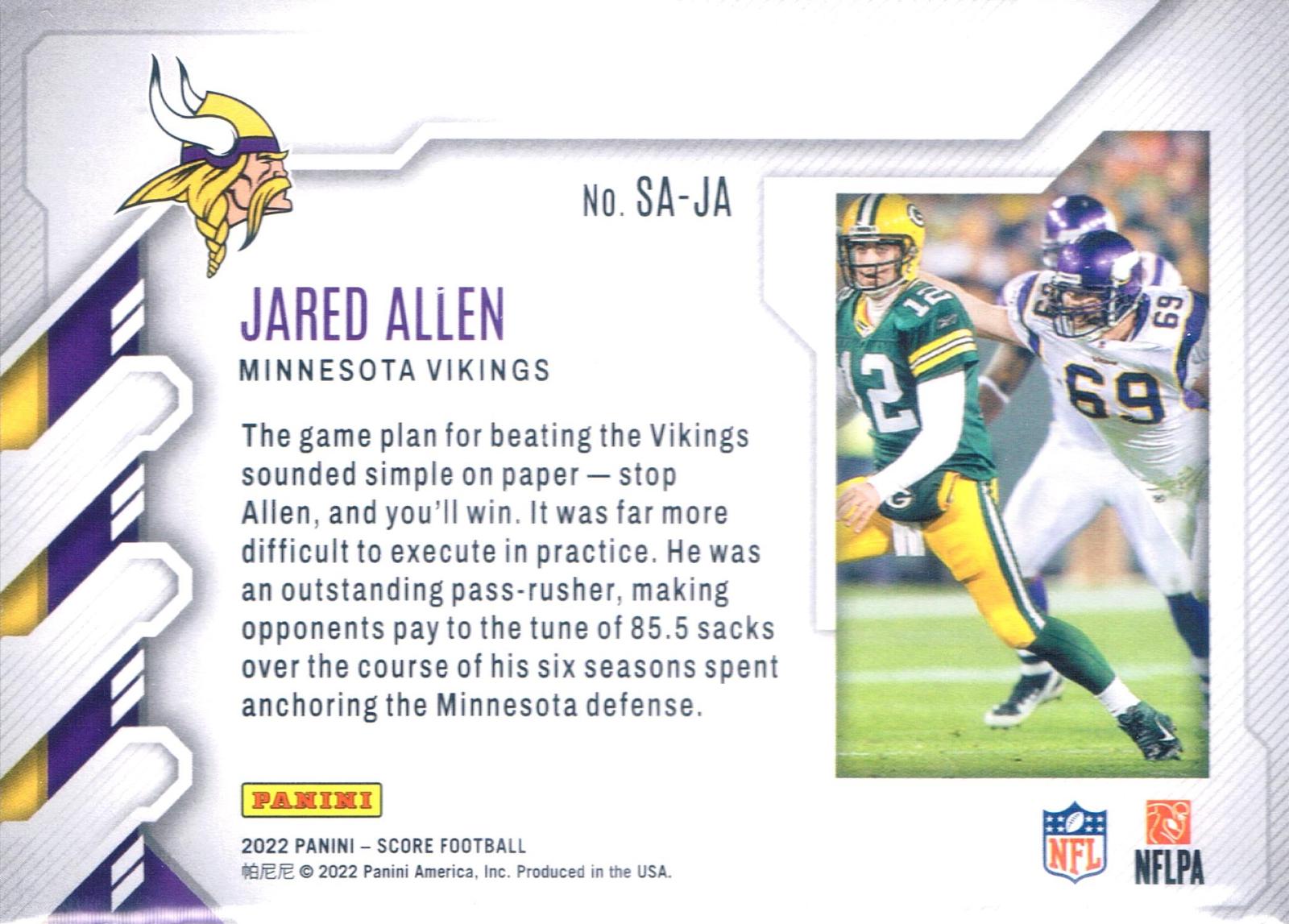 Jared Allen #SA-JA Prices | 2022 Panini Score Sack Attack | Football Cards