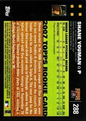 Back Of Card | Shane Youman Baseball Cards 2007 Topps