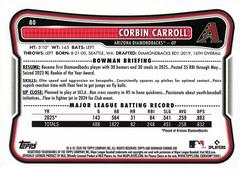 Back Of Card | Corbin Carroll [Mojo] Baseball Cards 2026 Bowman
