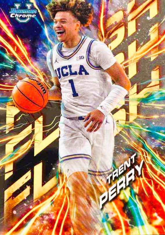 Trent Perry #FL-17 Basketball Cards 2024 Bowman Chrome University Flash