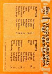 Back Of Card | Cardinals Leaders [T. Pena, R. Schoendienst] Baseball Cards 1988 Topps