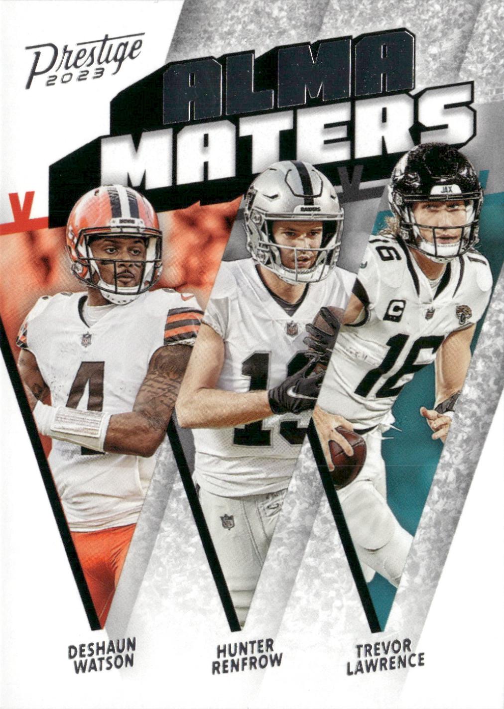 Deshaun Watson, Hunter Renfrow, Trevor Lawrence #AM-11 Football Cards 2023 Panini Prestige Alma Maters