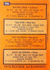 Back Of Card | 1978 Rookie First Basemen Baseball Cards 1978 Topps