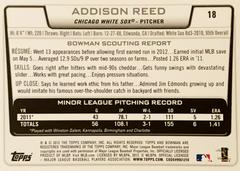 Rear | Addison Reed Baseball Cards 2012 Bowman Draft