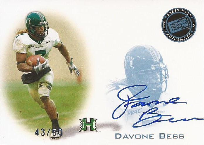 Davone Bess #PPS-DB2 2008 Press Pass Autograph Football