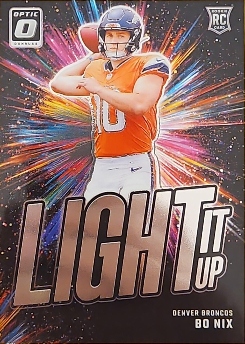 Bo Nix #6 Football Cards 2024 Panini Donruss Optic Light It Up
