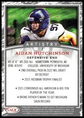 Back Of Card | Aidan Hutchinson [Silver] Football Cards 2022 Sage Artistry