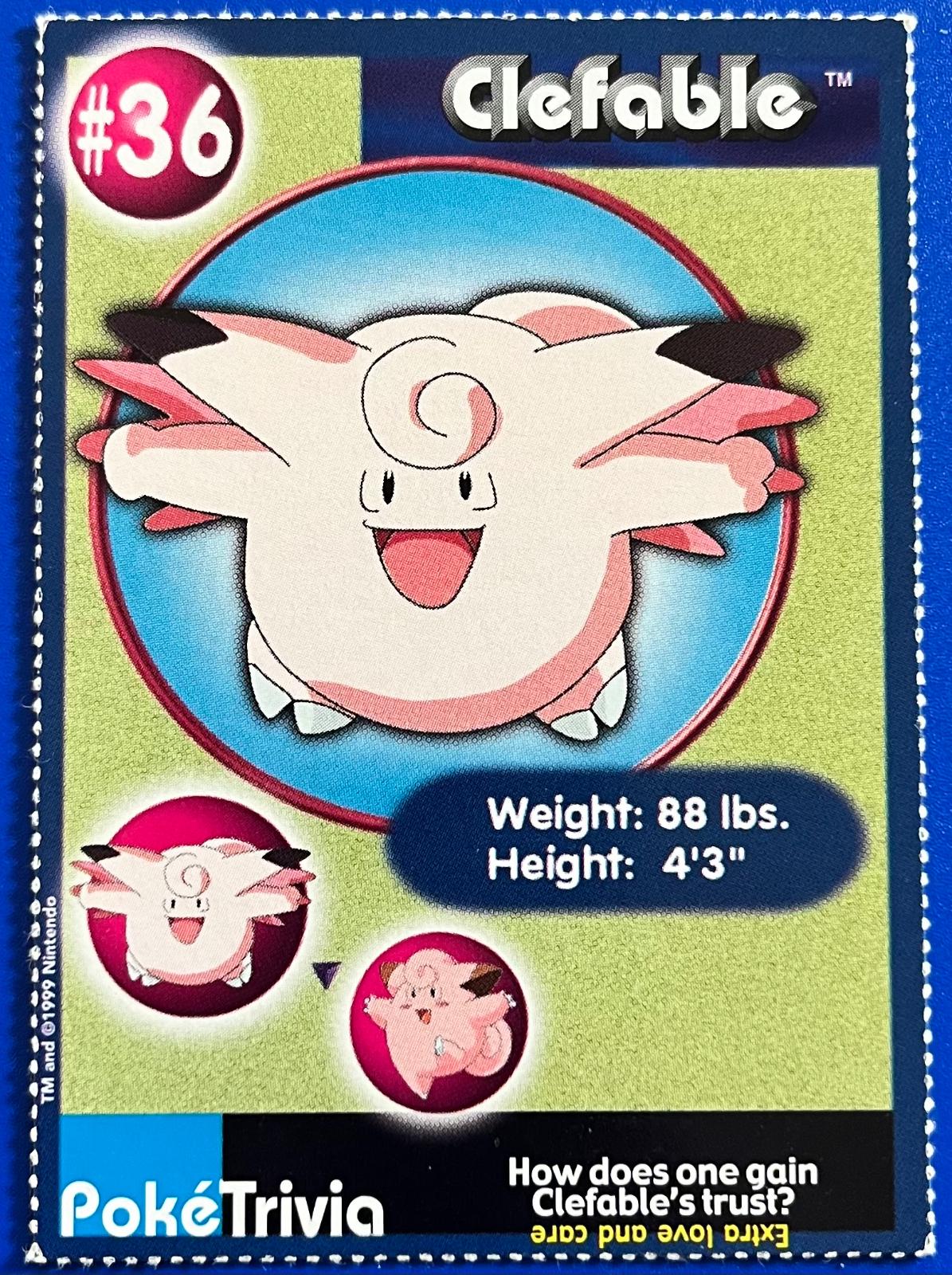 Clefable #36 Pokemon Burger King