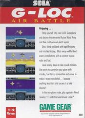G-LOC Air Battle - Back | G-LOC Air Battle Sega Game Gear