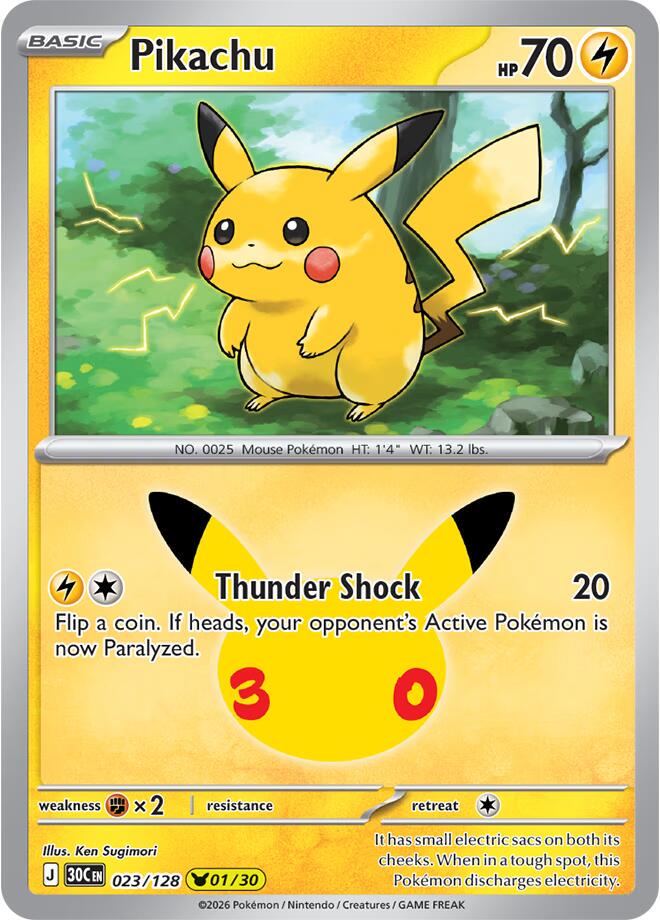 Pikachu #23 Pokémon Card from Pokemon 30th Celebration Set #23