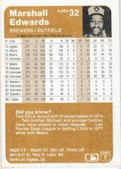 Back Of Card | Marshall Edwards Baseball Cards 1983 Fleer