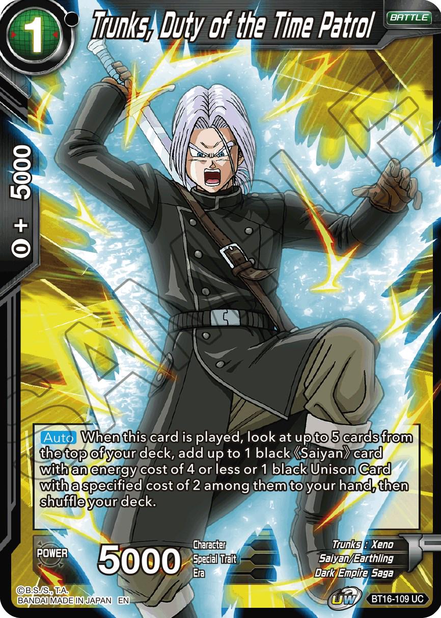 Trunks, Duty of the Time Patrol BT16-109 Dragon Ball Super Realm of the Gods