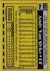 Back Of Card | Andy Van Slyke Baseball Cards 1990 Topps