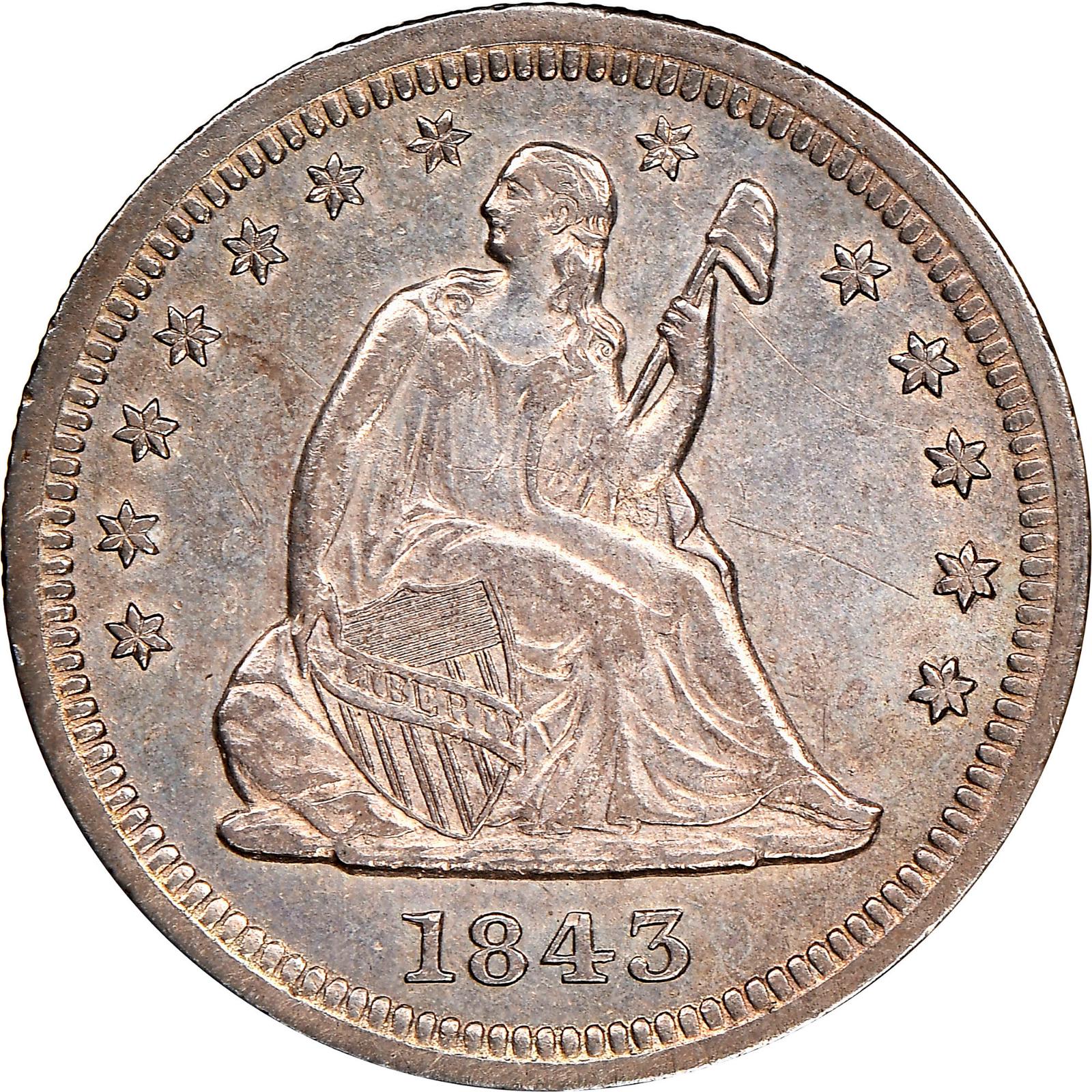 1843 [PROOF] Coins Seated Liberty Quarter