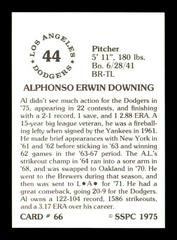 Back | Alphonso Downing Baseball Cards 1975 SSPC