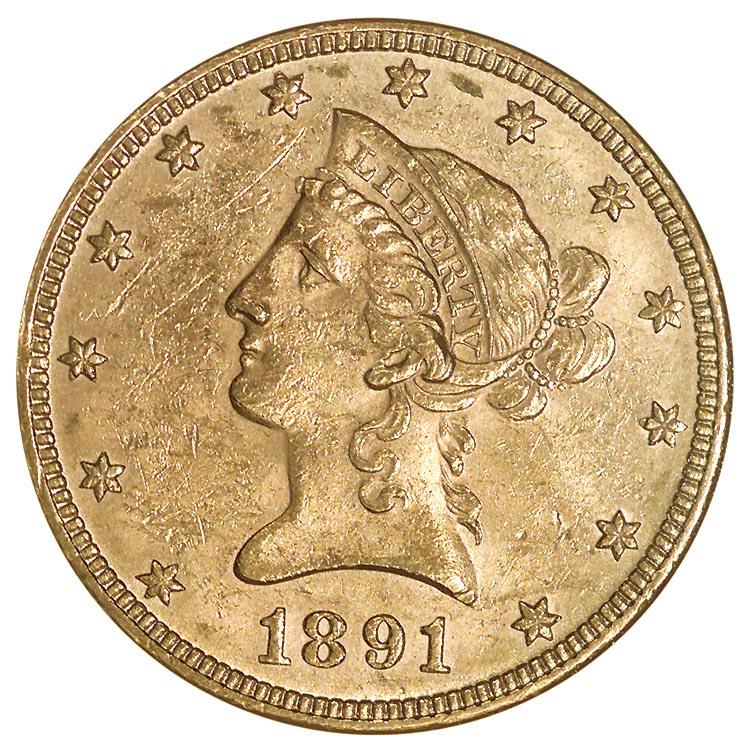 1891 Coins Liberty Head Gold Eagle