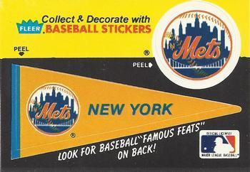 New York Mets Pennant Baseball Cards 1986 Fleer Team Stickers