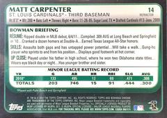 Back | Matt Carpenter [Purple Refractor] Baseball Cards 2011 Bowman Chrome Draft