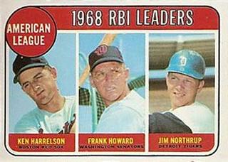 American League 1968 RBI Leaders: Ken Harrelson / Frank Howard / Jim Northrup
