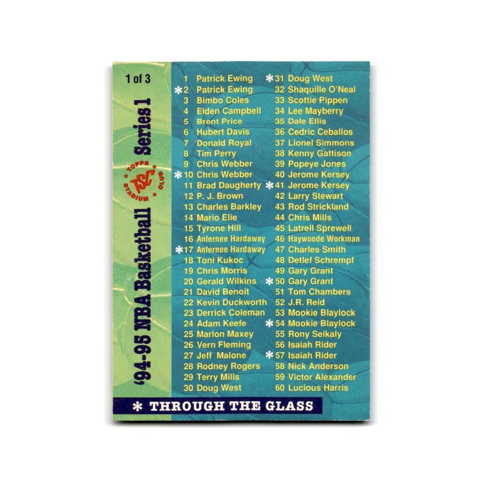 Series 1 Checklist #1 OF 3 Basketball Cards 1994 Stadium Club