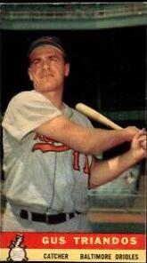 Gus Triandos Baseball Cards 1959 Bazooka Hand Cut
