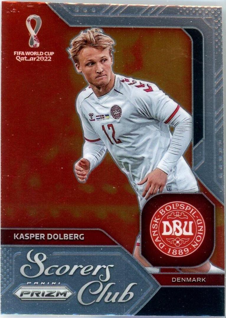 Kasper Dolberg #4 Soccer Cards 2022 Panini Prizm World Cup Scorers Club