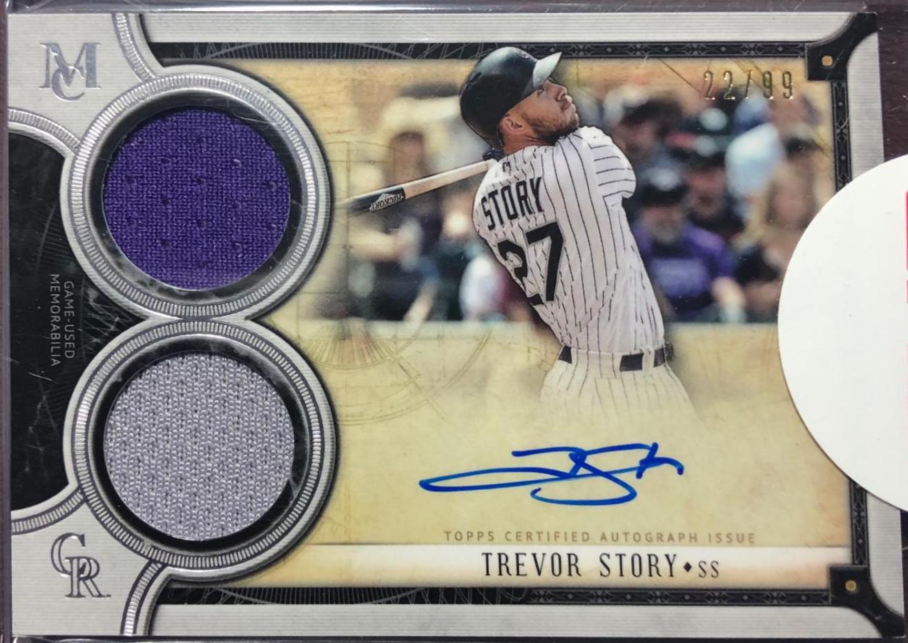 Trevor Story #DRA-TS Baseball Cards 2018 Topps Museum Collection Signature Swatches Dual Relic Autographs