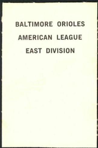 Baltimore Orioles Baseball Cards 1969 Milton Bradley