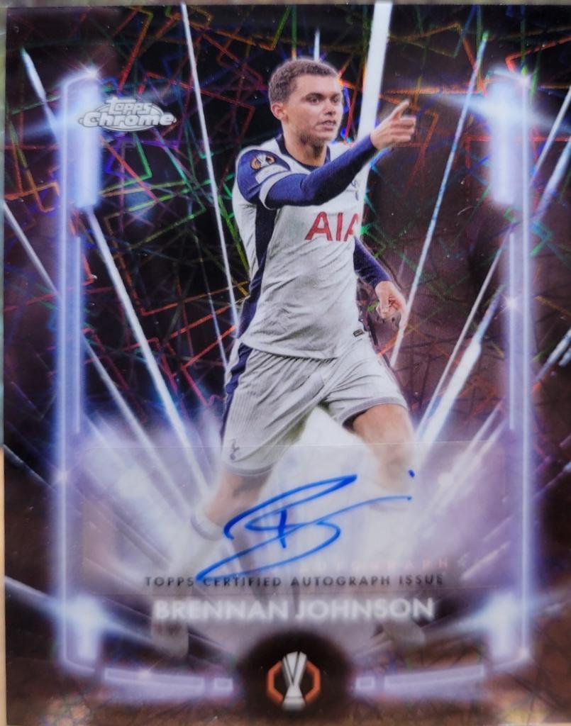 Brennan Johnson #BLA-BJ Soccer Cards 2024 Topps Chrome UEFA Black Lazer Autograph
