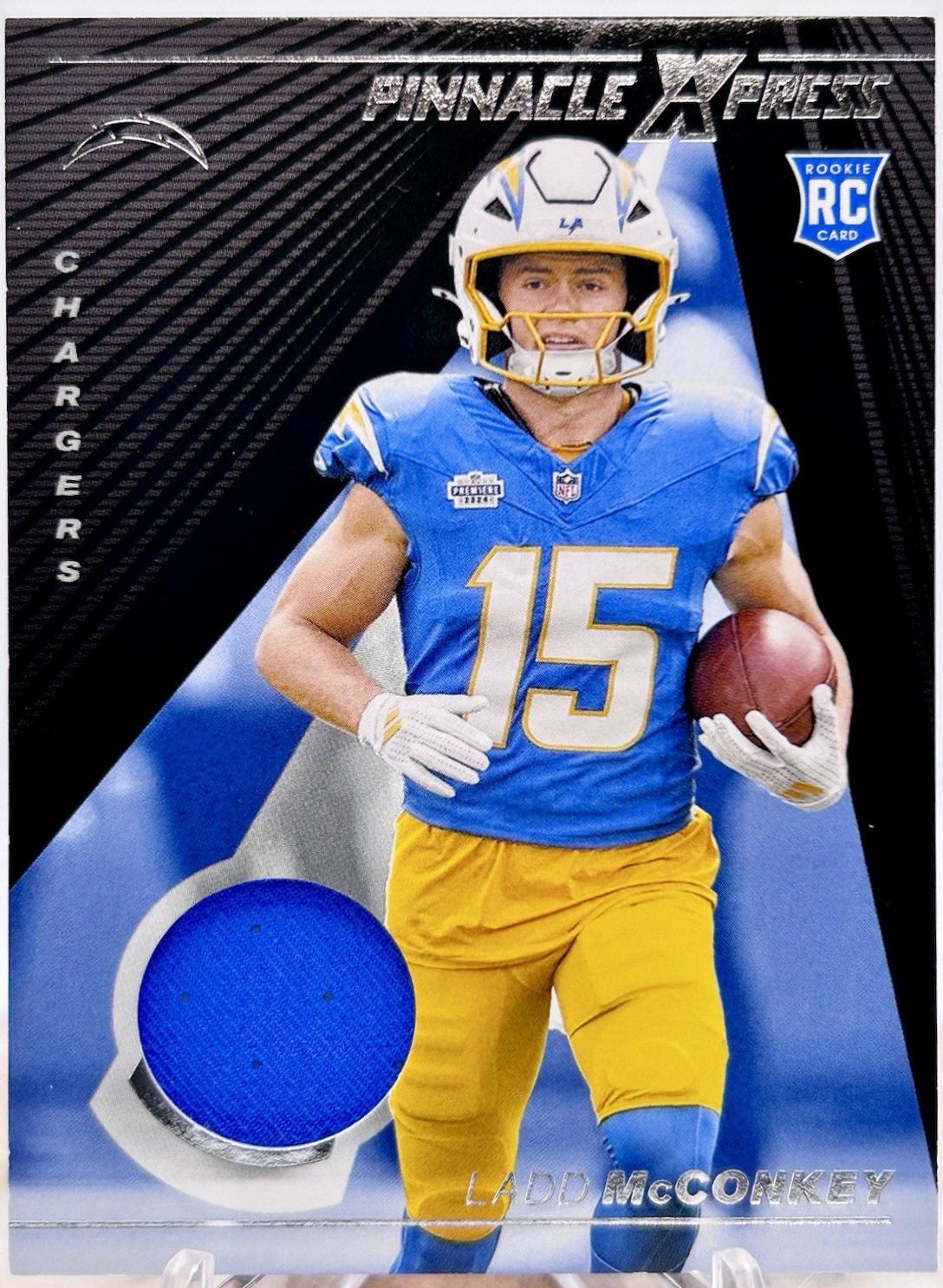 Ladd McConkey #PEM-LMY Football Cards 2024 Panini Encore Pinnacle Express Materials