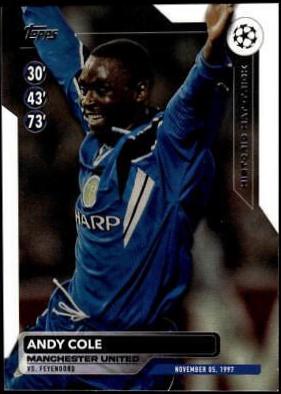 Andy Cole #HH-4 Soccer Cards 2023 Topps UEFA Club Historic Hat Trick