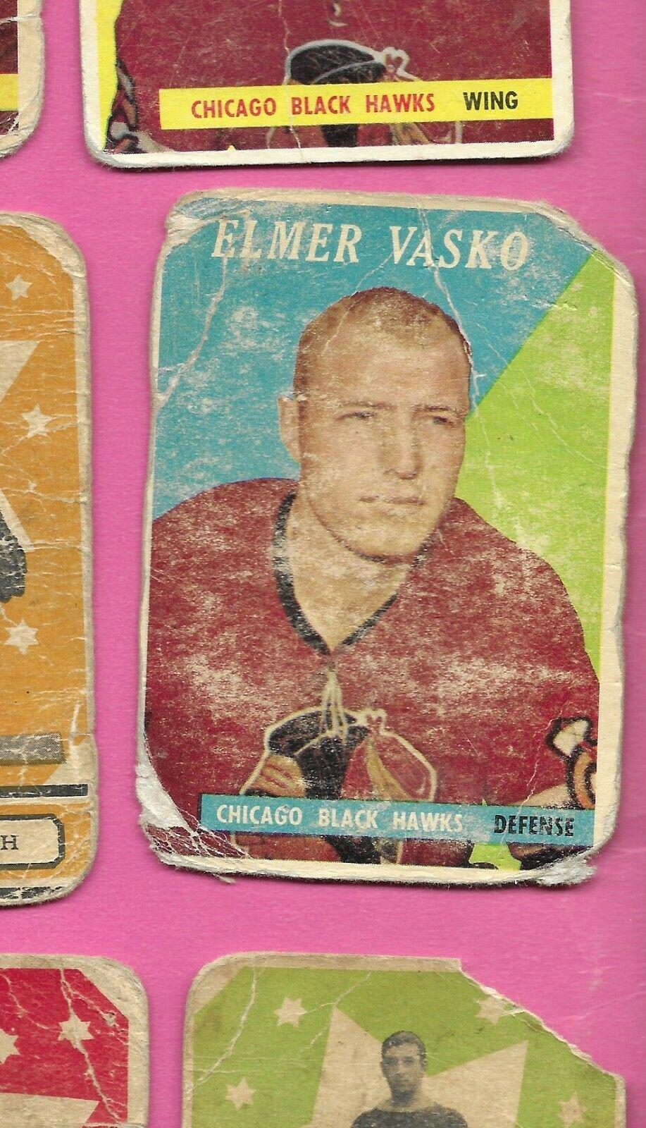 Elmer Vasko #12 Hockey Cards 1958 Topps