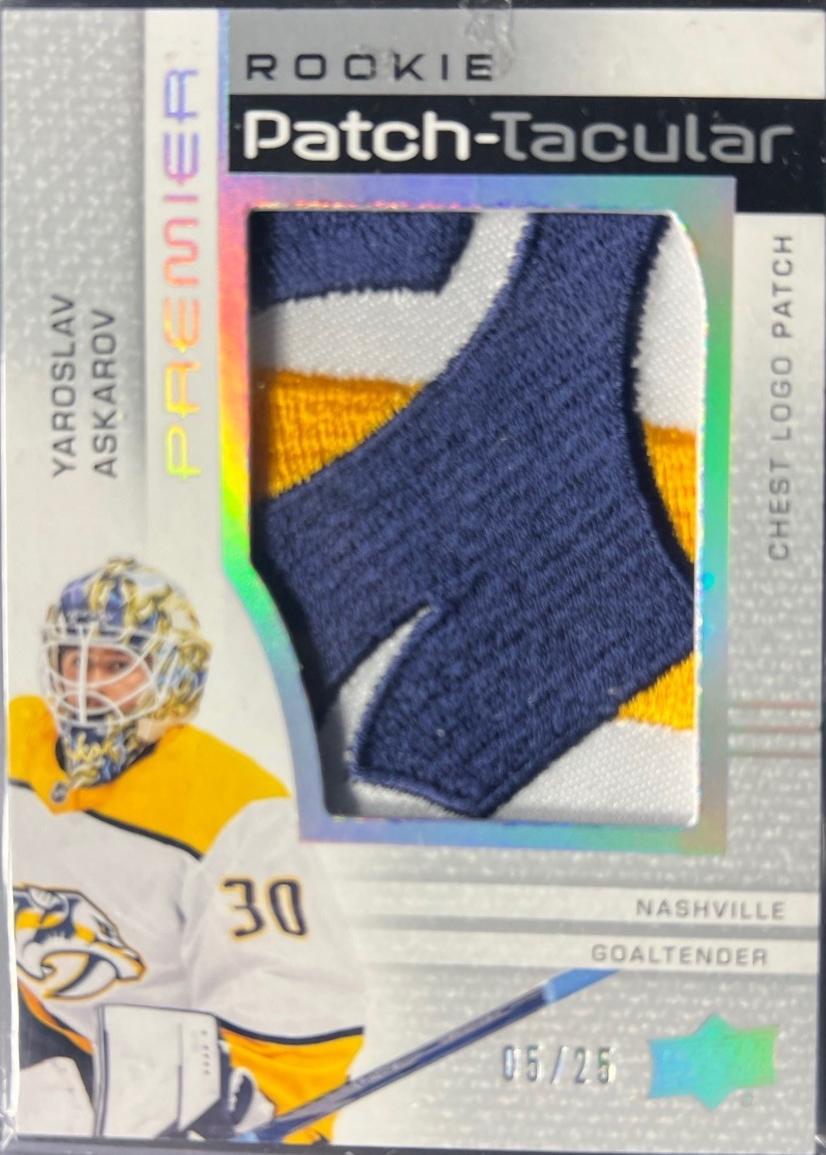 Yaroslav Askarov #RPT-YA 2023-24 Upper Deck Premier Hockey Rookie Patch-Taculars Chest Logos