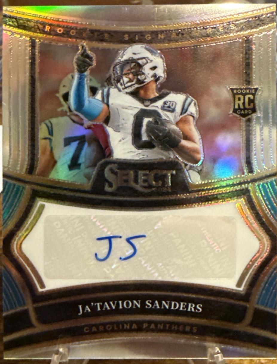 Ja'Tavion Sanders #27 Football Cards 2024 Panini Select Rookie Signature Prizm