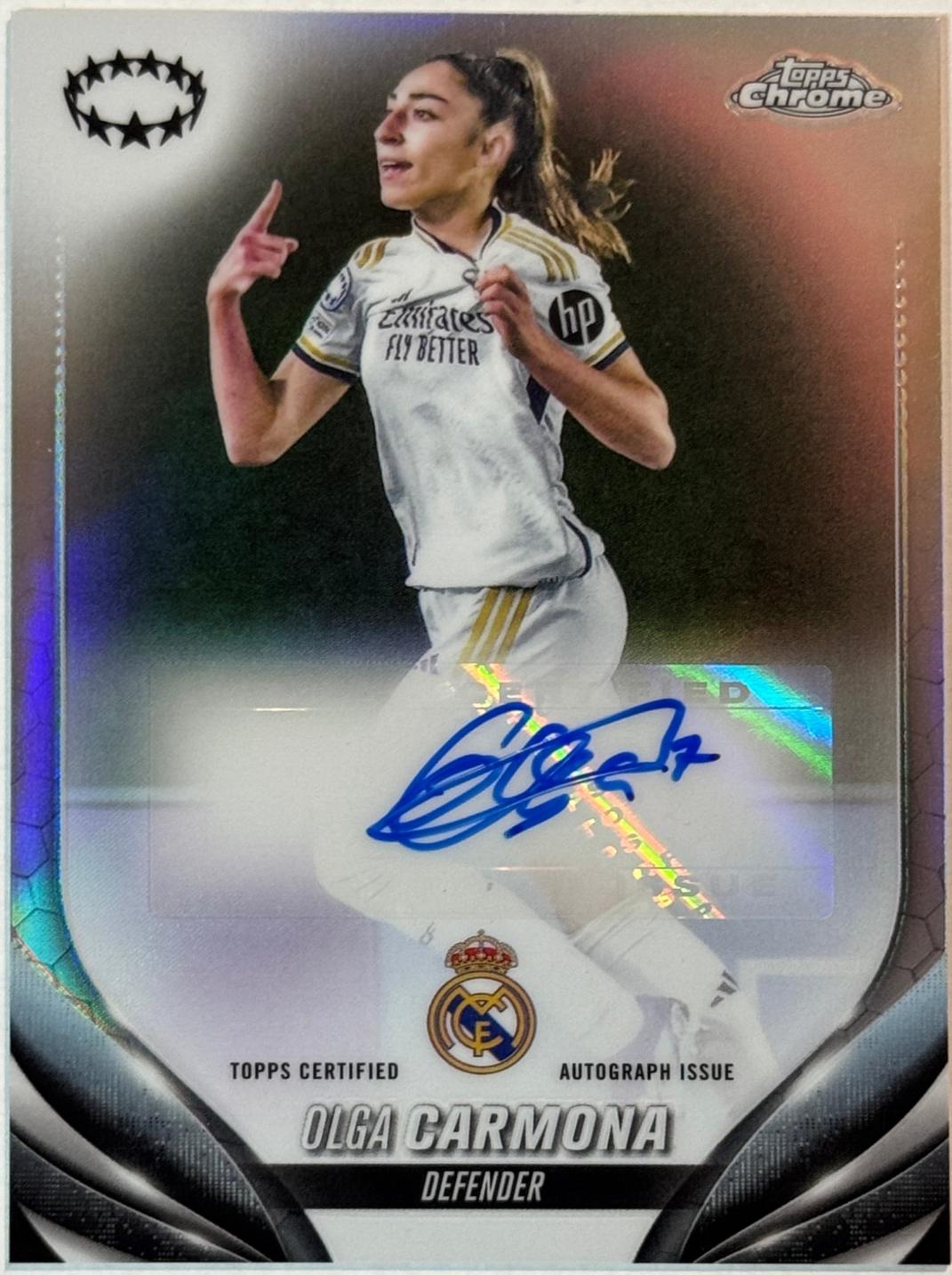 Olga Carmona #A-OC Soccer Cards 2023 Topps Chrome UWCL Autograph