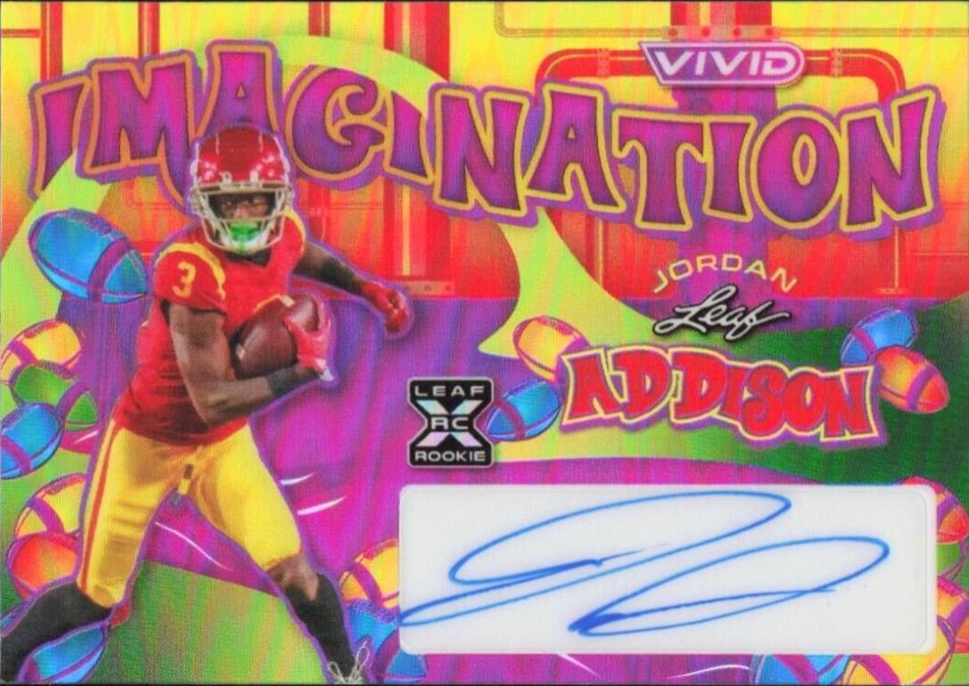 Jordan Addison #VI-JA1 Football Cards 2023 Leaf Vivid Autographs Imagination