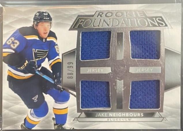 Jake Neighbours #F-JN Hockey Cards 2021 Upper Deck The Cup Foundations Quad Jersey