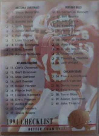 Checklist: 1-79 #321 Football Cards 1994 Ultra
