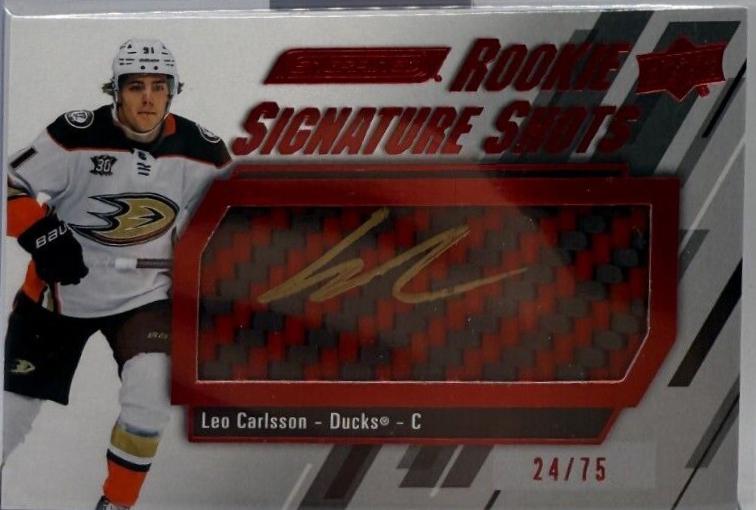 Leo Carlsson #RSS-CA Hockey Cards 2023 Upper Deck Engrained Rookie Signature Shots