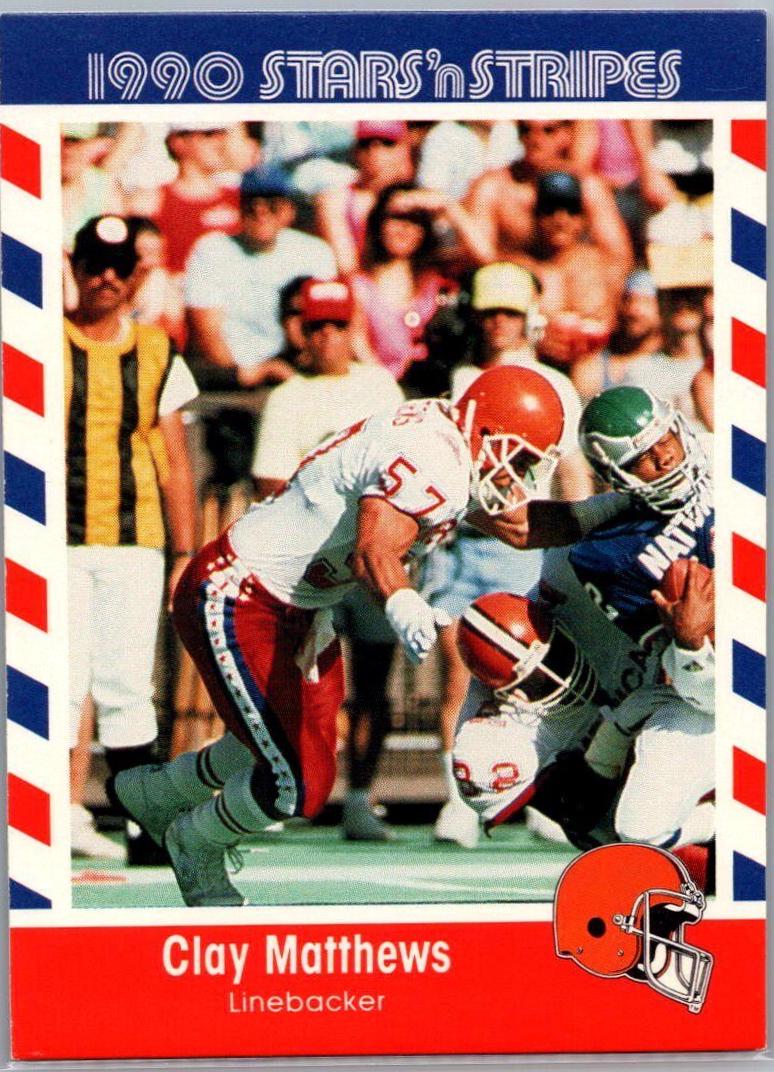 Clay Matthews #18 Football Cards 1990 Asher Candy Stars 'n Stripes