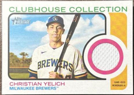 Christian Yelich #CCR-CY Baseball Cards 2022 Topps Heritage Clubhouse Collection Relics