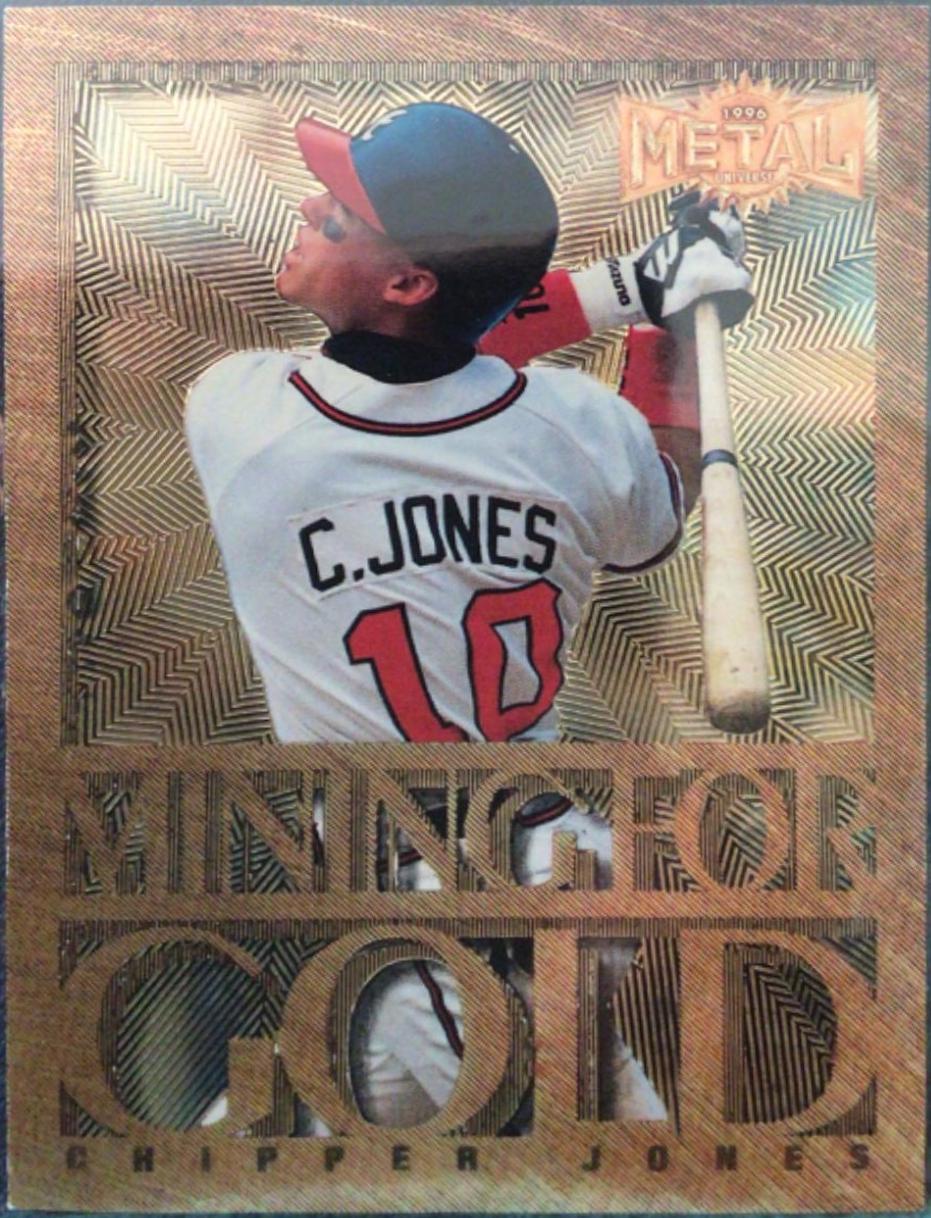 Chipper Jones #8 Baseball Cards 1996 Metal Universe Mining for Gold