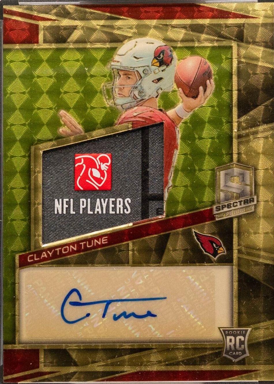 Clayton Tune #36 Football Cards 2023 Panini Spectra Rookie Autograph Gold